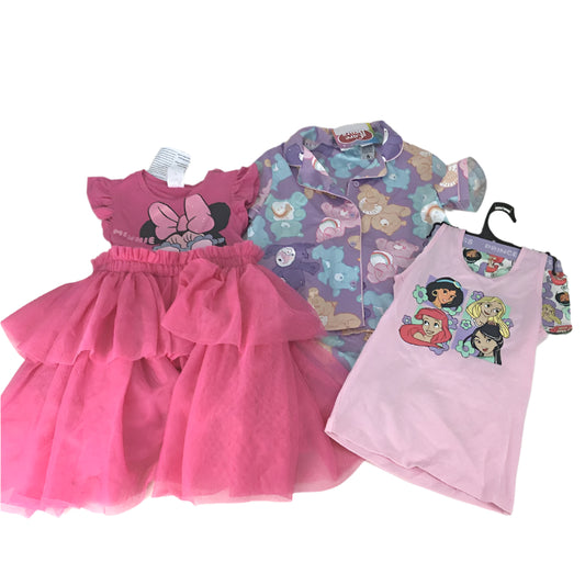 Target Disney And Care Bear 5 Pce Clothing Pack Inc Tutu Dress Girls Size 4 NEW