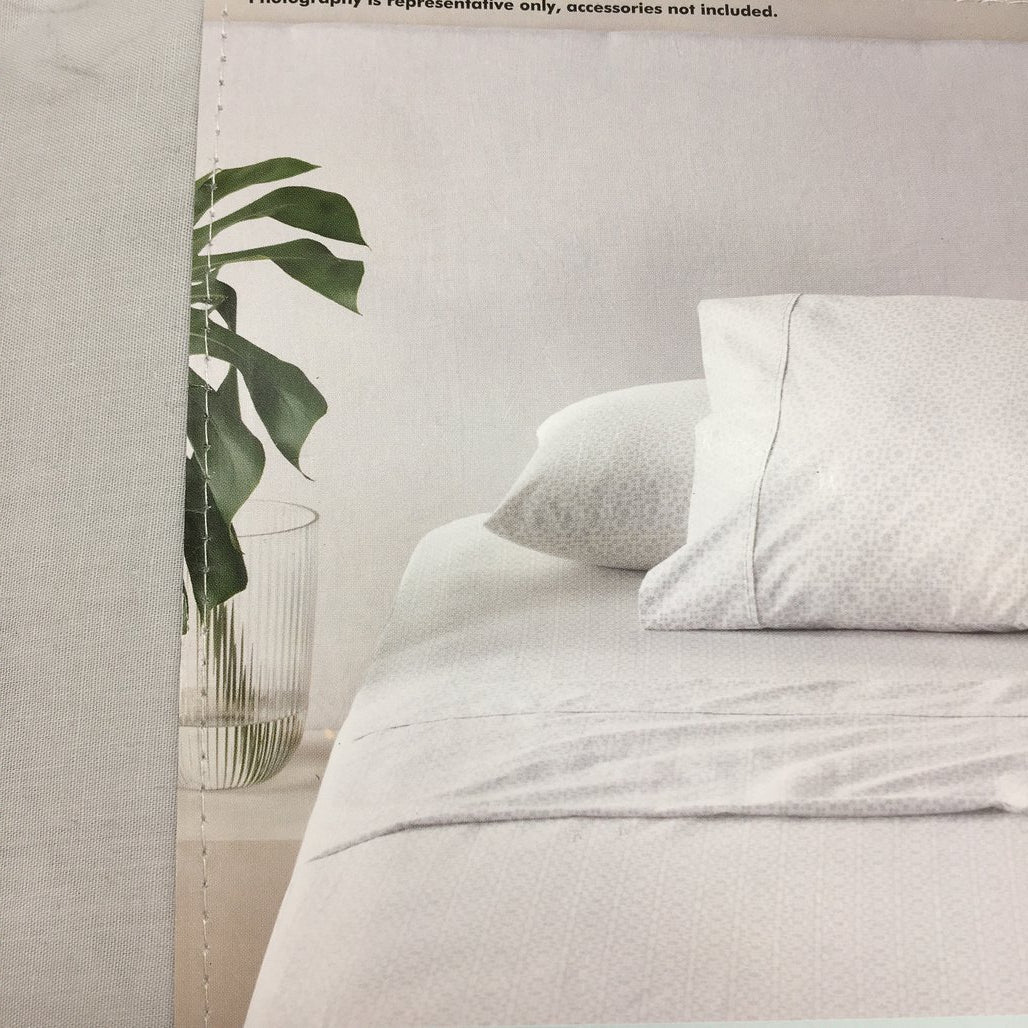 Kirkton House Light Grey Percale 250 Thread Count Sheet Set KING NEW
