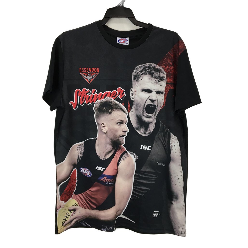 AFL Essendon Bombers #25 Stringer Black Graphic Tee Mens Size Medium NEW