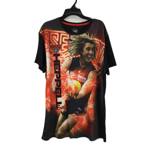 AFL Essendon Bombers #21 Heppell Black Graphic Tee Mens Size Medium NEW