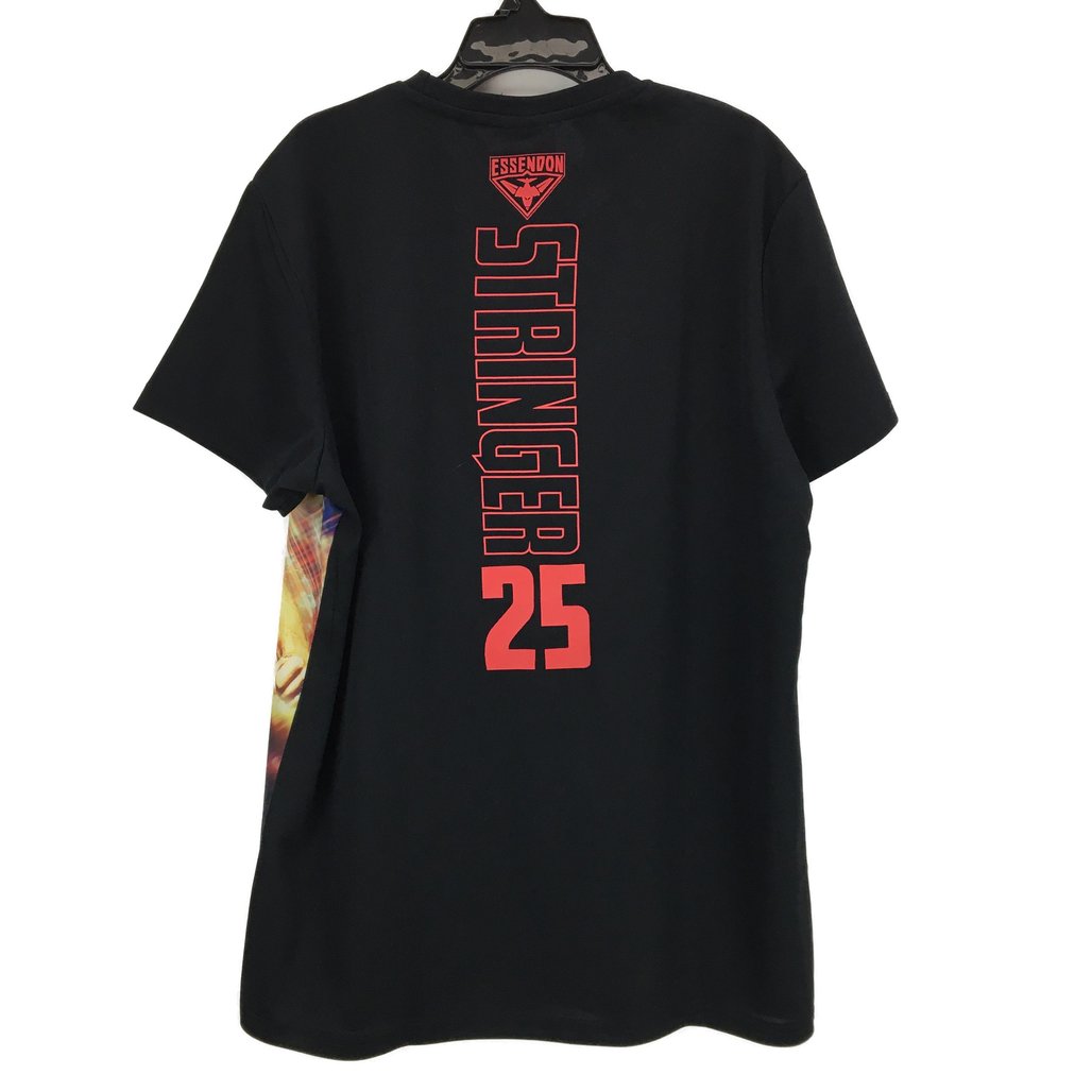 AFL Essendon Bombers #25 Stringer Black Graphic Tee V2 Mens Size Medium NEW