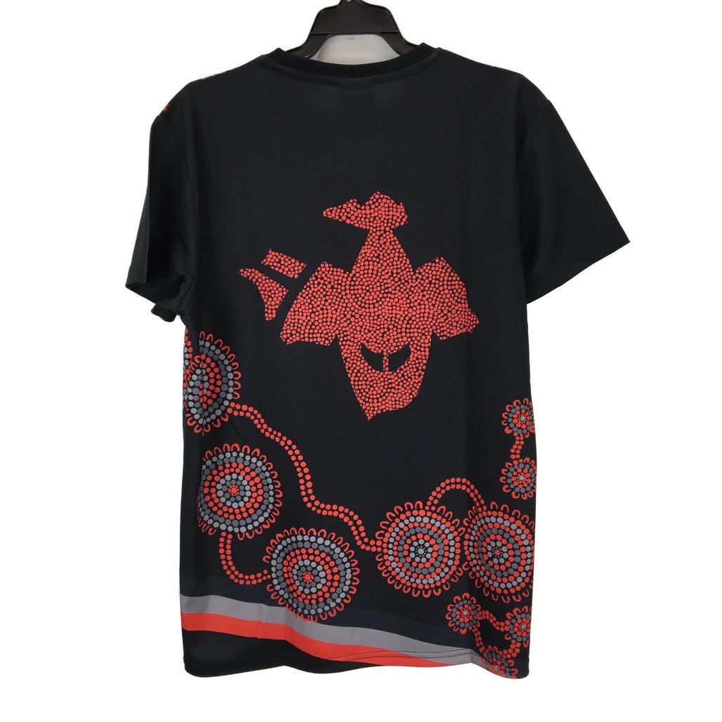 AFL Essendon Bombers Aboriginal Graphic Print Black Tee Mens Size Medium NEW