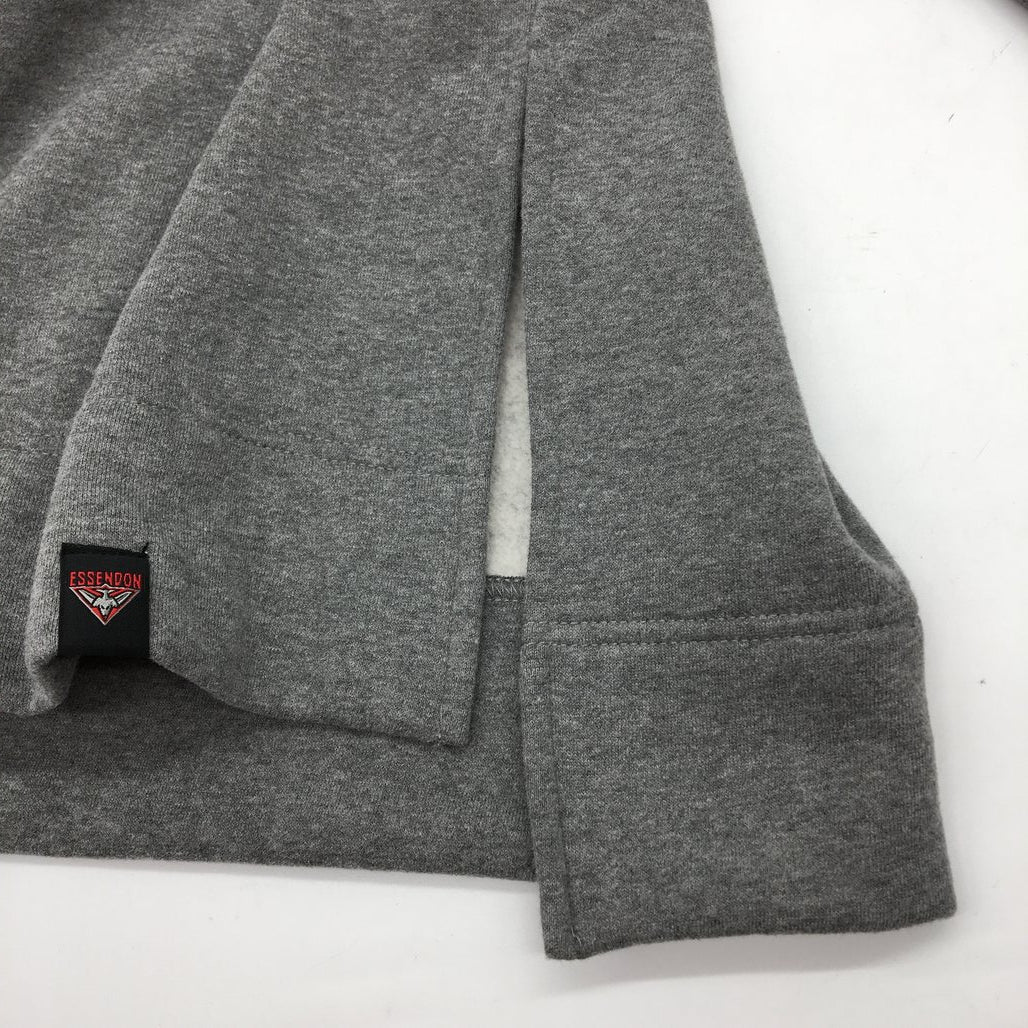 AFL Essendon Bombers Side Slit Grey Fleece Sweatshirt Ladies Size AU 10 NEW