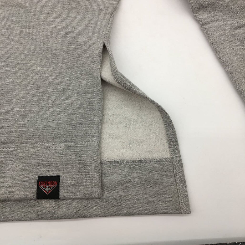 AFL Essendon Bombers Side Slit Grey Fleece Sweatshirt V2 Ladies Size AU 10 NEW