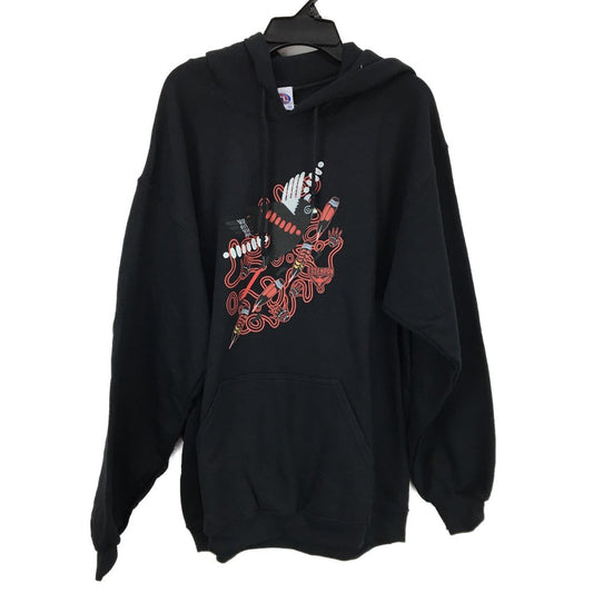 AFL Essendon Bombers Graphic Print Black Front Pocket Hoodie Men Size Medium NEW