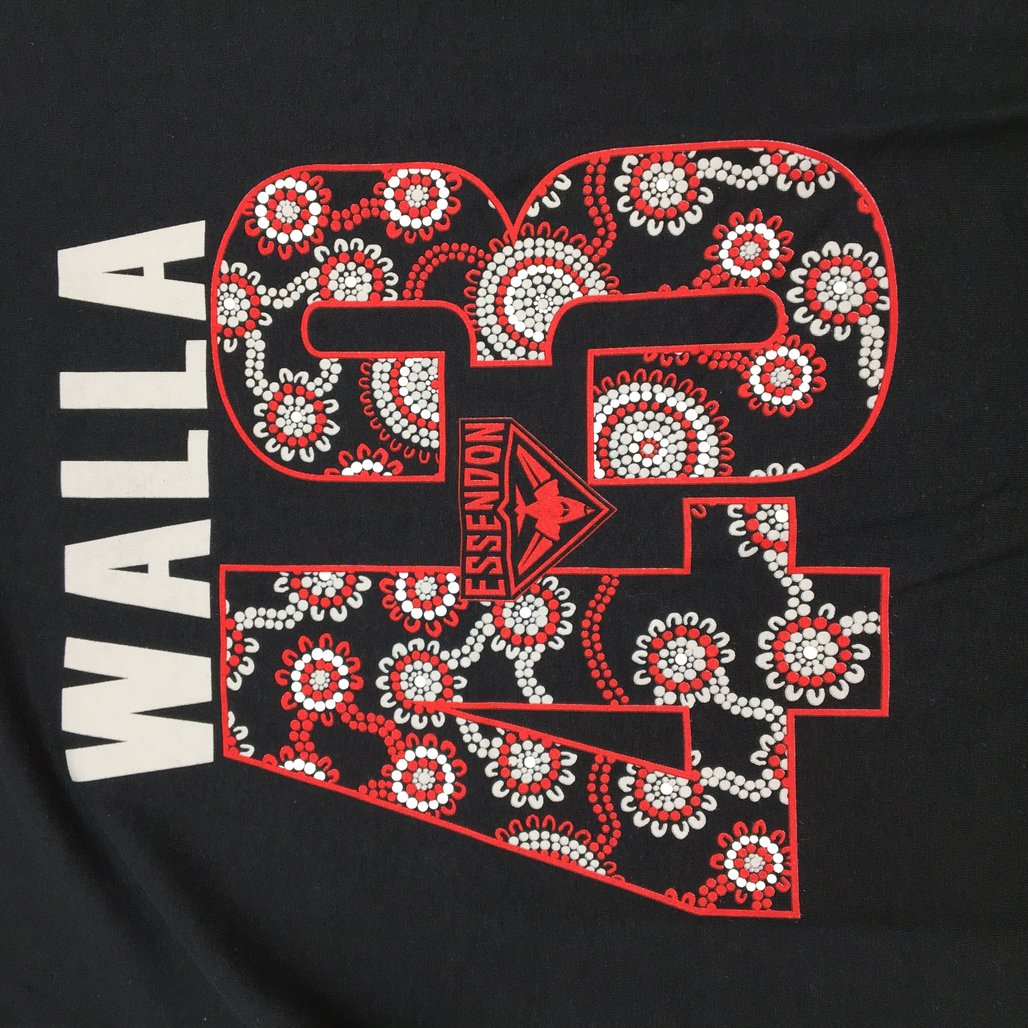 AFL Essendon Bombers #43 Walla Black Graphic Tee Youth Size Medium NEW