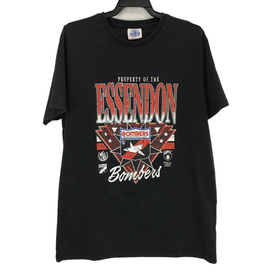 AFL Footy Classics Essendon Bombers Black Graphic Tee Youth Sz Medium NEW