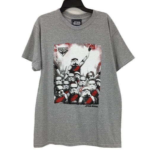 AFL x Star Wars Essendon Bombers Stormtrooper Grey Graphic Tee Youth Sz M NEW