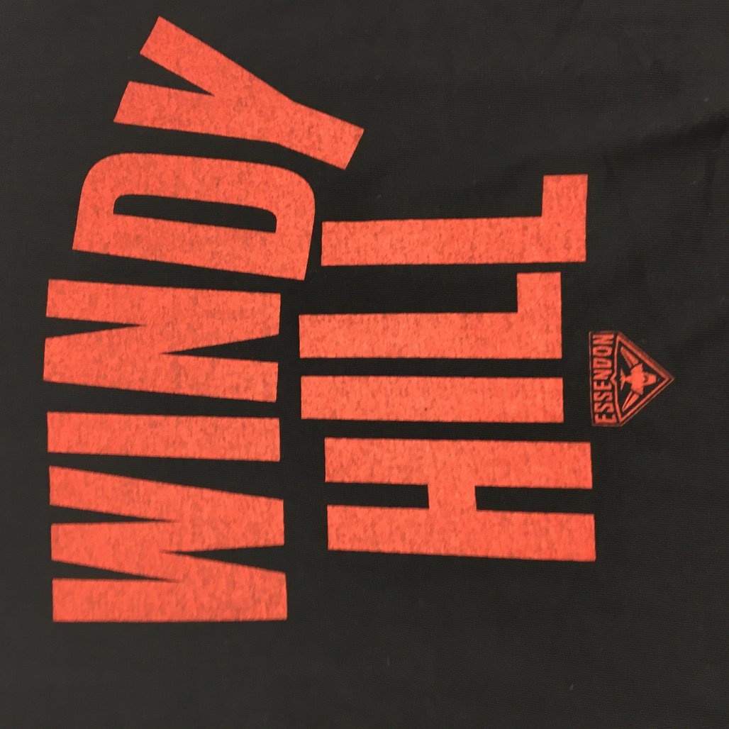 AFL Essendon Bombers 'Windy Hill' Black Text Graphic Tee Youth Size Medium NEW