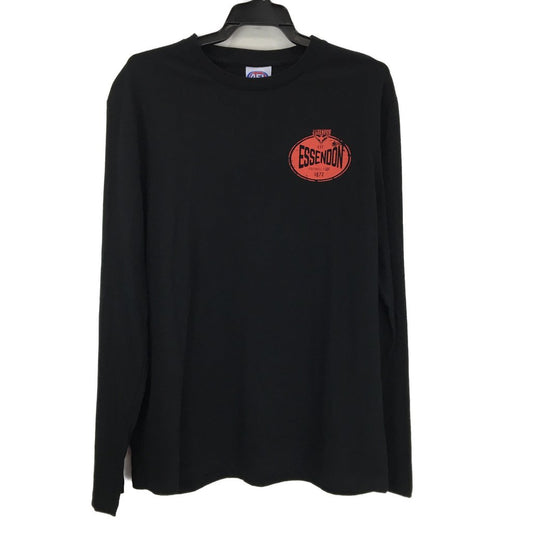 AFL Essendon Bombers FC 1872 Black Graphic Long-Sleeve Tee Youth Sz Medium NEW