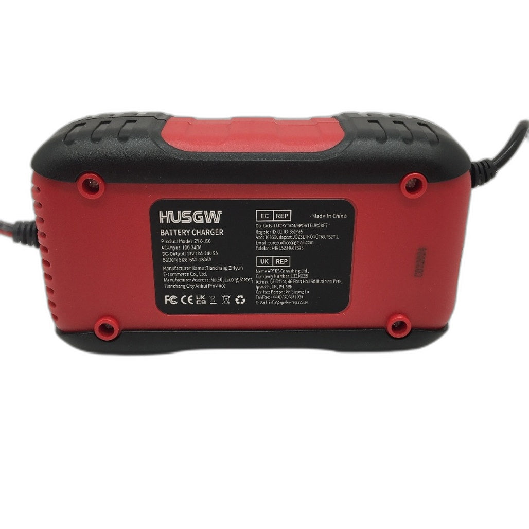 NEW HUSGW Smart 7 Stage 12V 10A-24V 5A Battery Charger for AGM Lead-Acid LiFeP04