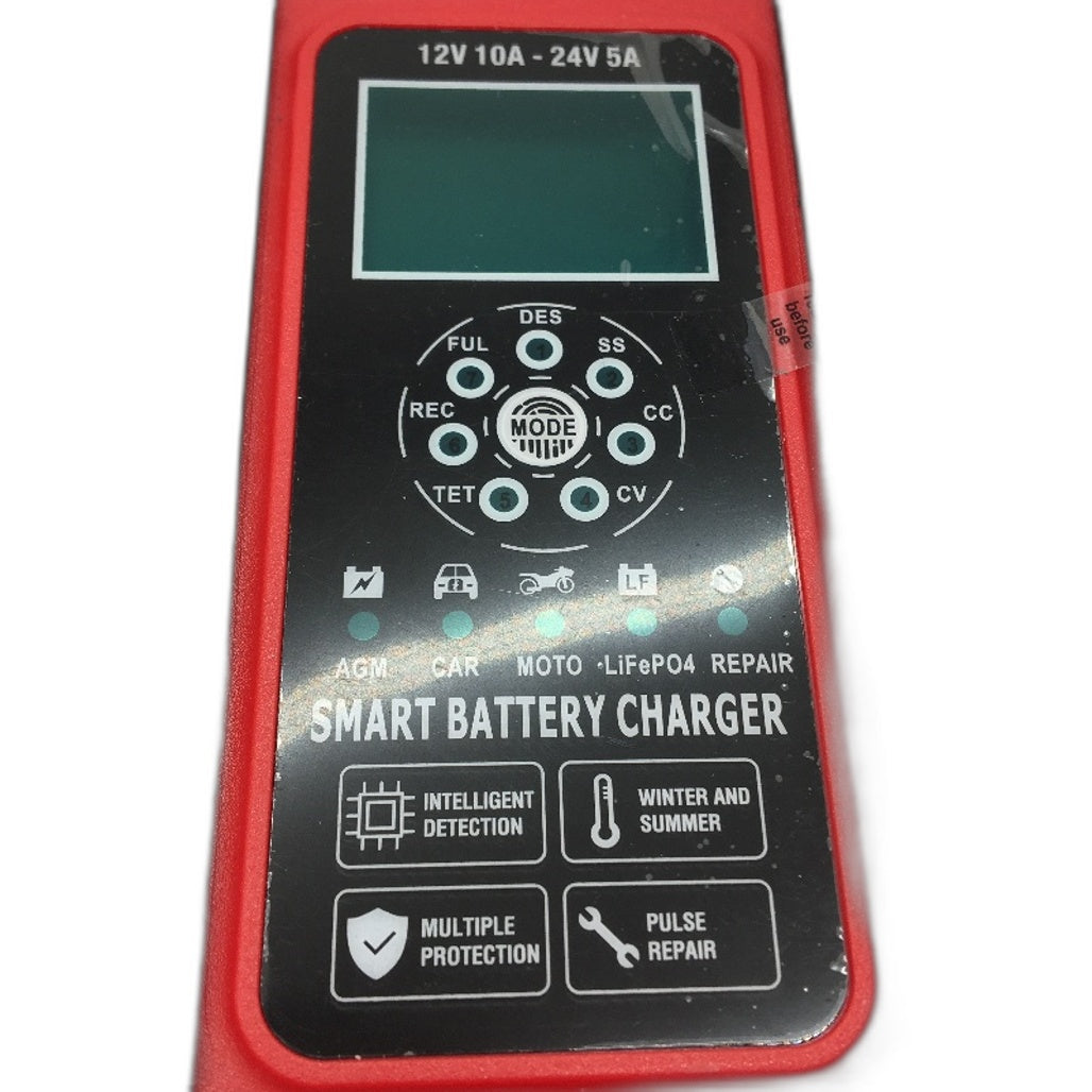 NEW HUSGW Smart 7 Stage 12V 10A-24V 5A Battery Charger for AGM Lead-Acid LiFeP04