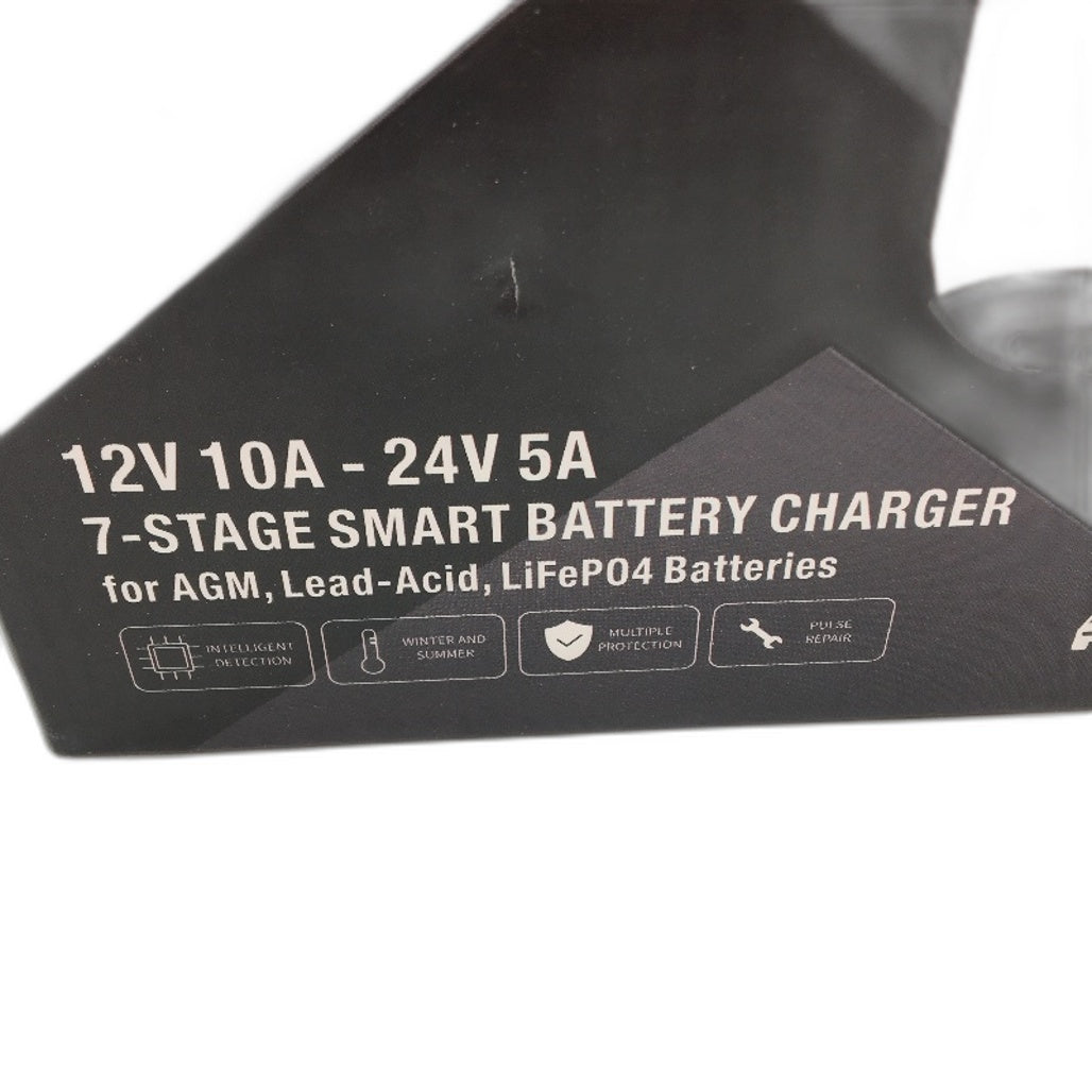 NEW HUSGW Smart 7 Stage 12V 10A-24V 5A Battery Charger for AGM Lead-Acid LiFeP04