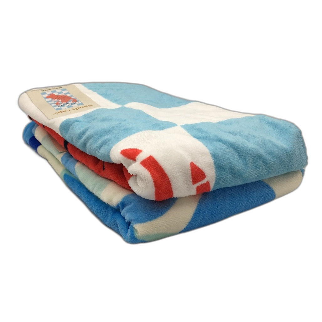 Sandy Cape 2 Pack Cotton Velour Printed Beach Towels Lobster & Surf NEW