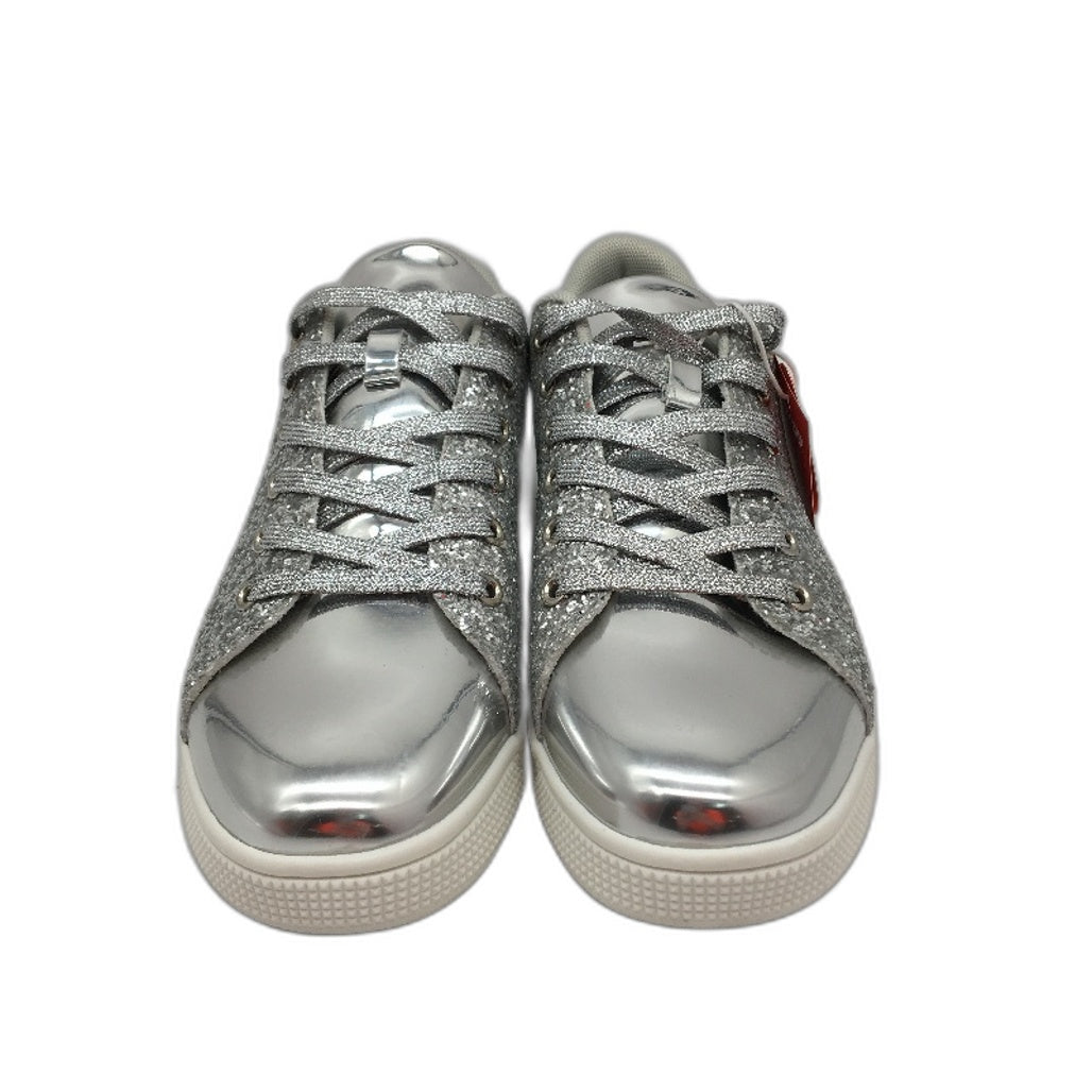 Lucky Step Memory Foam Silver Gletter Lace Up Sneaker Shoes Ladies Size 9 NEW