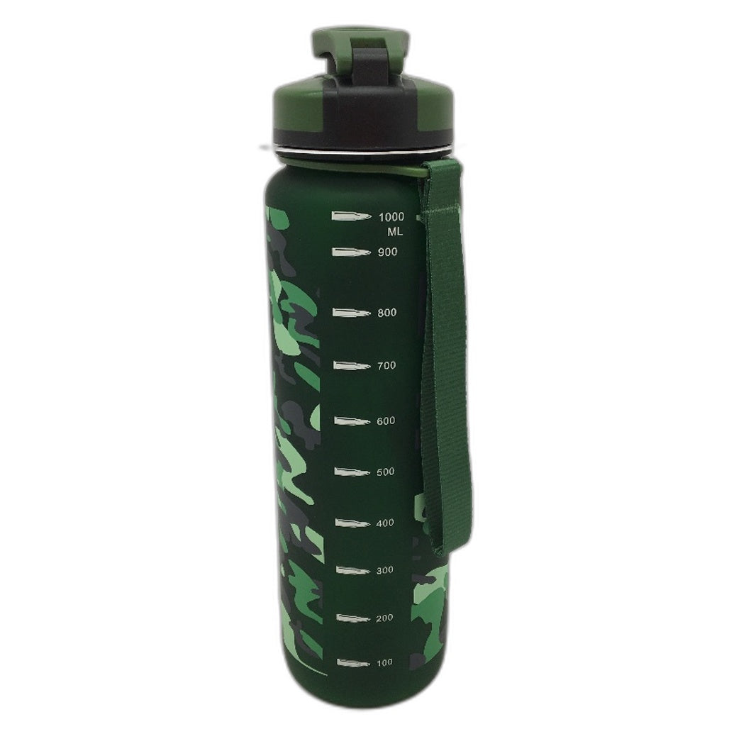 2 Pack Studymate Green Camouflage Pattern Drink Bottle 1L BPA Free NEW