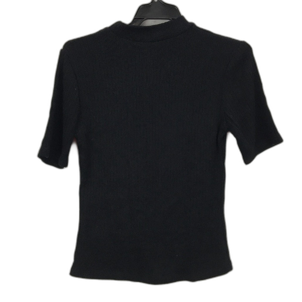 Sophie&Me Stylish Black Ribbed Knit Top - High Neck Ladies' M-L Viscose