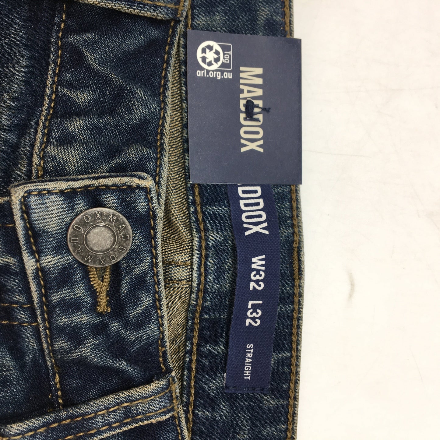 Maddox Dylan Regular Straight Leg Blue Denim Jeans Mens Size AU W32 L32 NEW