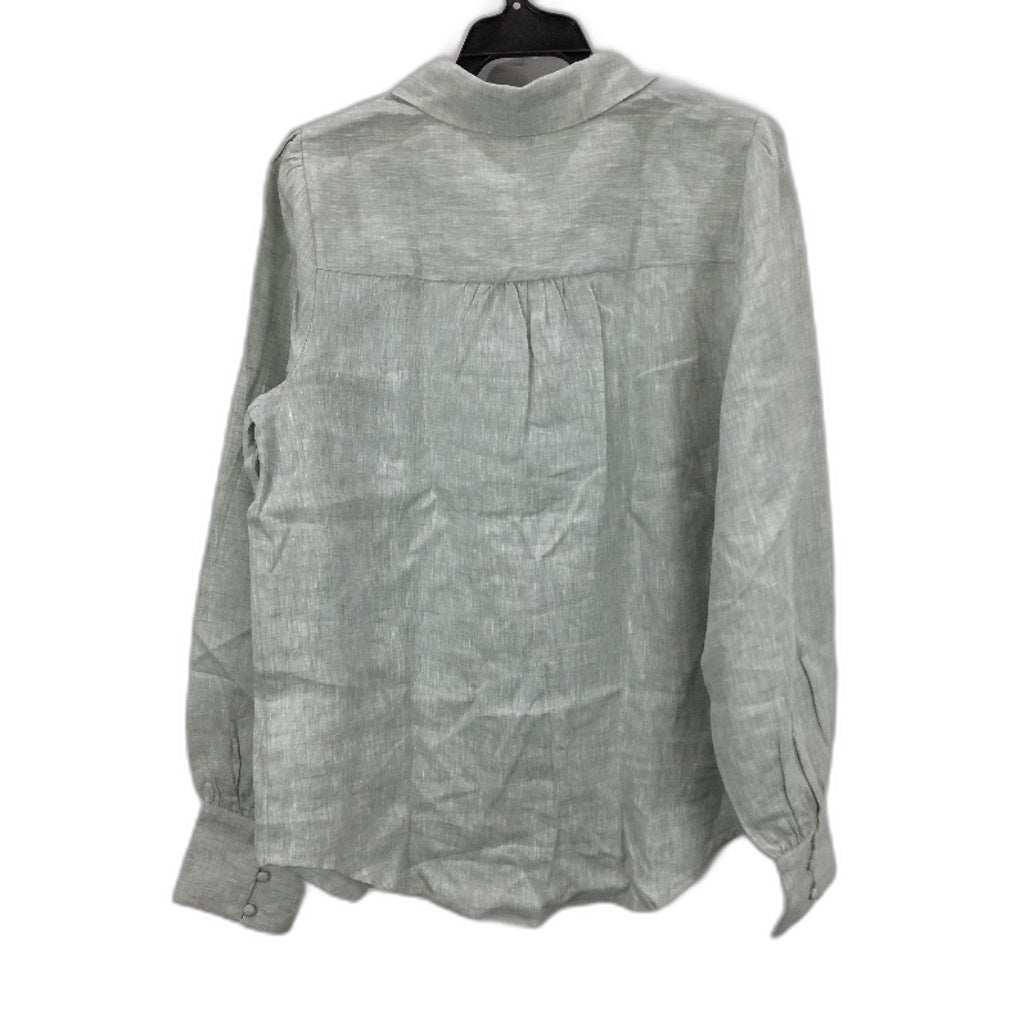 Portmans Collared Light Green Linen Long Sleeve Top Ladies Size AU 10 NEW