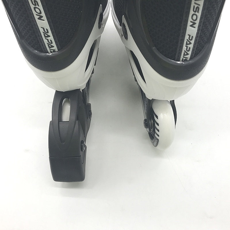 Papaison 4 Size Adjustable Black & White Inline Skates Youth Size UK 0-3 NEW