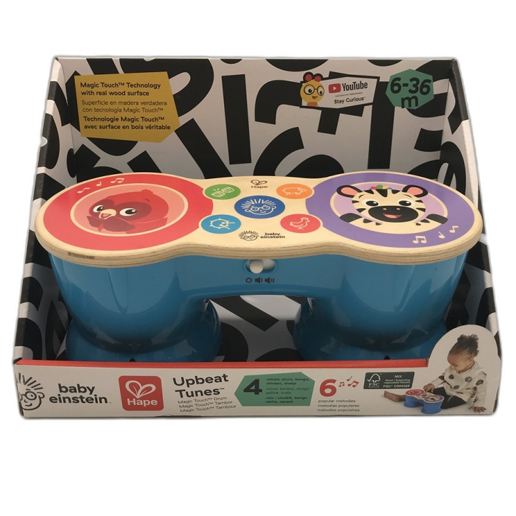 Hape Baby Einstein Magic Touch Wood & Plastic Drums with 4 Animal Voices NEW