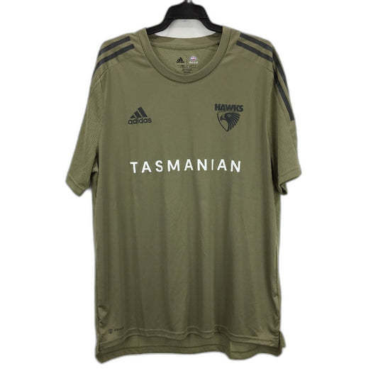 Adidas AFL Onfield Hawthorn Khaki Tasmanian Hawks Mens Aeroready Sports Top