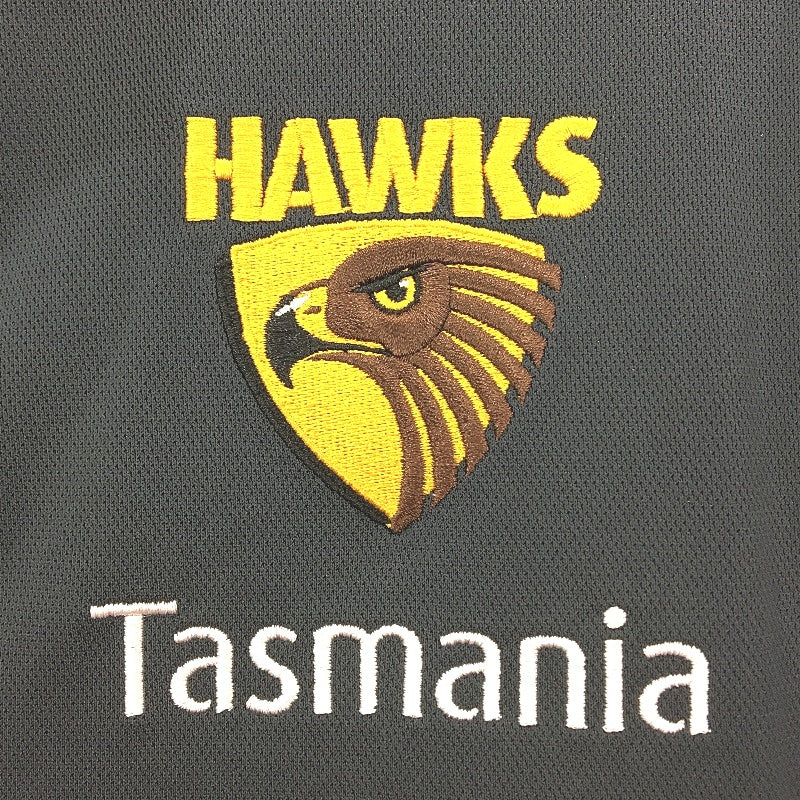 Adidas Hawks Tasmania AFL Onfield Hawthorn FC Charcoal Polo Top Mens NEW