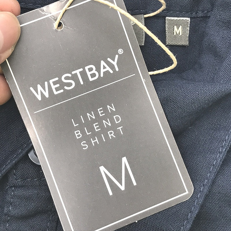 Westbay Light And Cool Linen Blend Navy Blue Long Sleeve Shirt Mens NEW