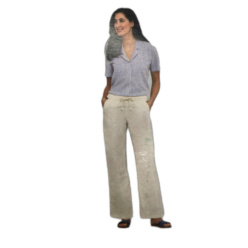 Serra Light And Cool Linen Blend Cream Full Length Pants Ladies NEW