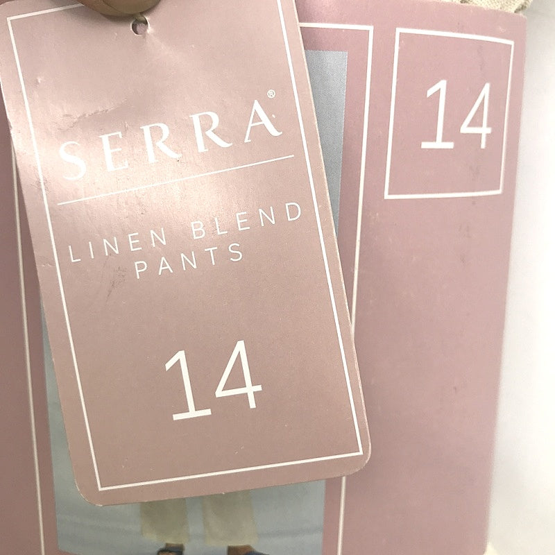 Serra Light And Cool Linen Blend Cream Full Length Pants Ladies NEW
