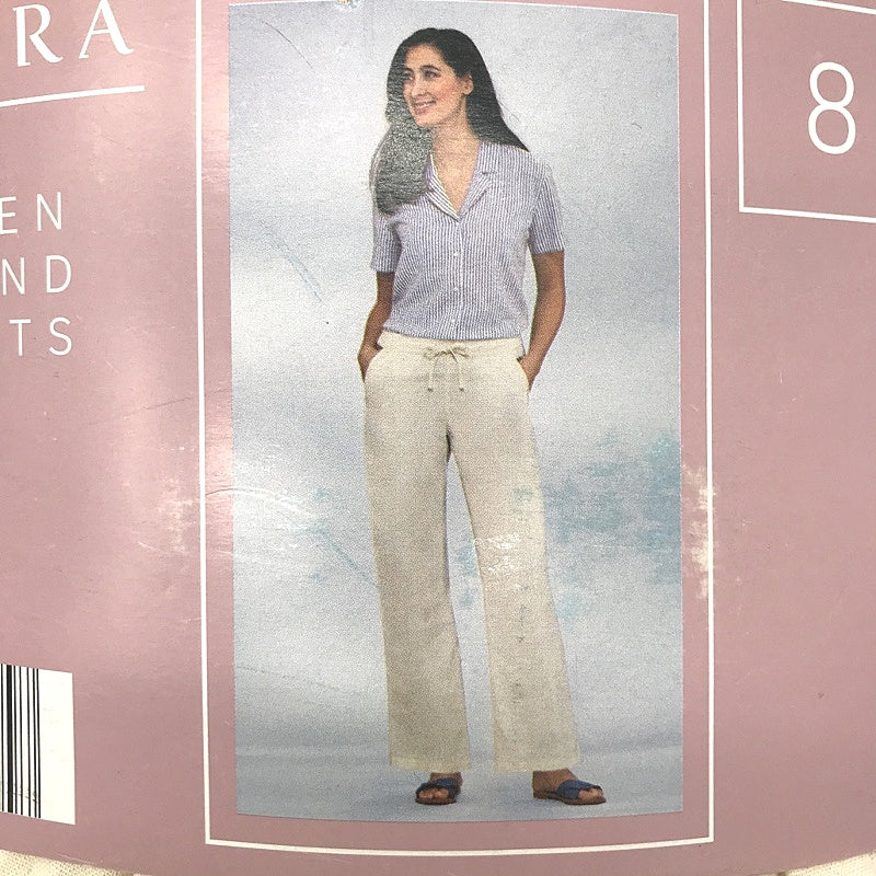 Serra Light And Cool Linen Blend Cream Full Length Pants Ladies NEW