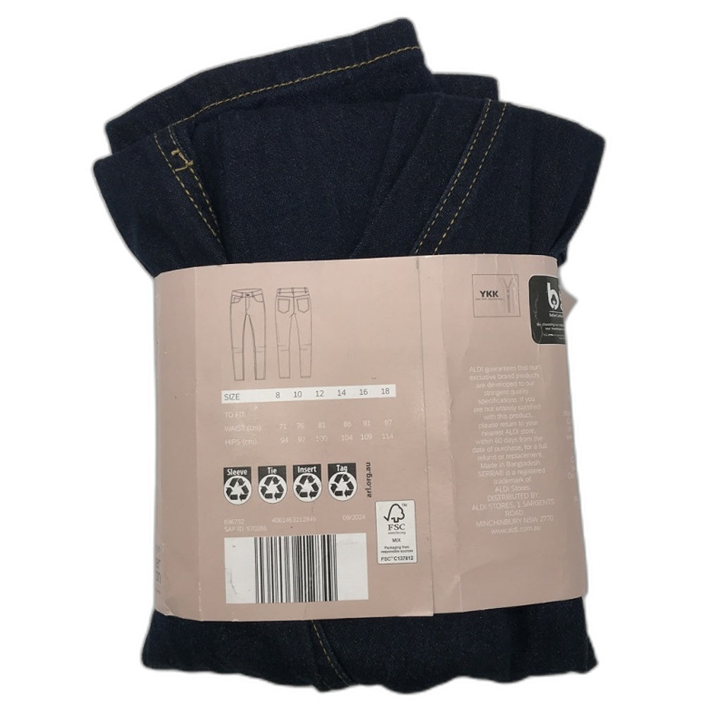 Serra Navy Blue Denim Jeans Zip-Up Button Closure Ladies Size 18 NEW