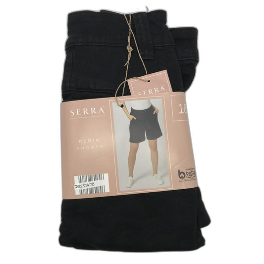 Serra Black Denim Shorts Double Button Zip-Up Closure Ladies Size 18 NEW