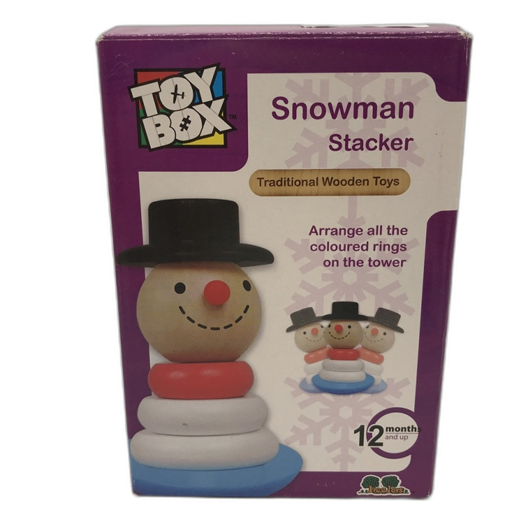 Toy Box Snowman Stacker Traditional Wooden Toy Stacking Game Kids Age 1 & Up