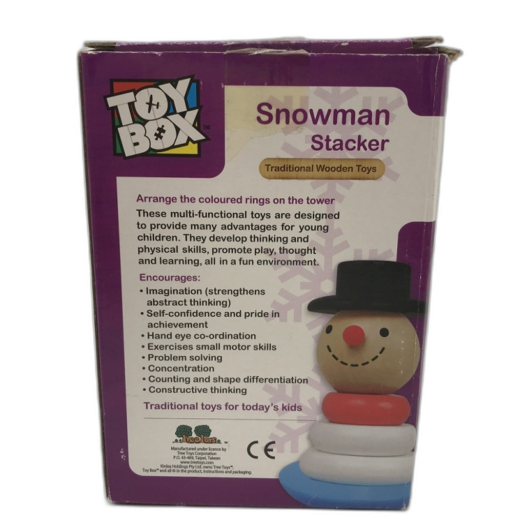 Toy Box Snowman Stacker Traditional Wooden Toy Stacking Game Kids Age 1 & Up