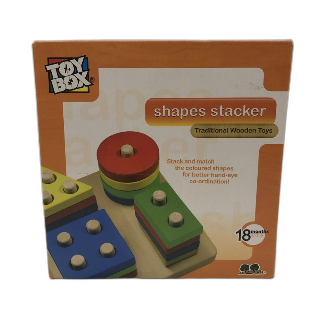 Toy Box Wooden Shapes Stacker Traditional Wood Toy Stacking Game 18 Months & Up