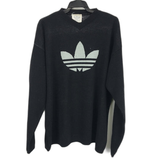 Adidas Logo Knit Black Wool Acrylic Blend Sweater V-Neck Mens Size Large