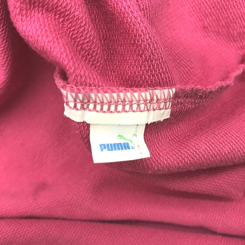 Chic Pink Puma V-Neck Sweatshirt - Tie Front Hoodie with Pouch for Women UK 14