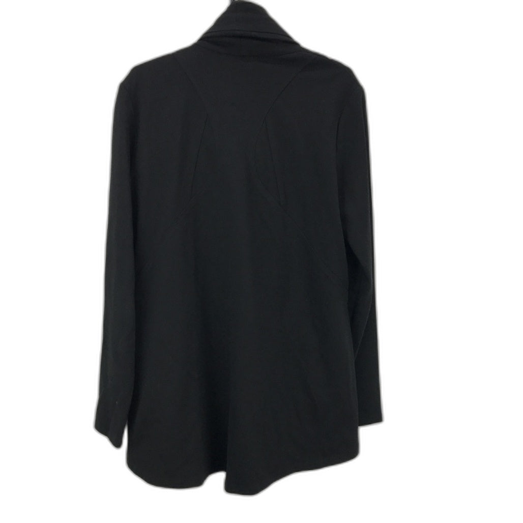 Chic Feathers Black Flowy Zip Coat-Like Jacket - Ladies Large Size Trendy