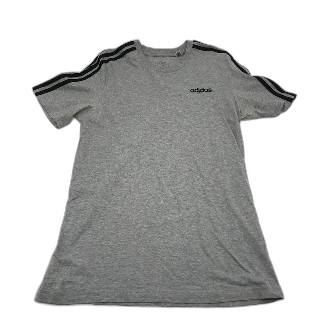 Adidas Essentials 3-Stripe Grey Marle Crew Neck Basic T-Shirt Mens Sz M Preowned