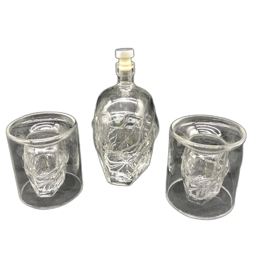 700ml Iron Man Head Design Transparent Whiskey Decanter and 2pc Glasses NEW