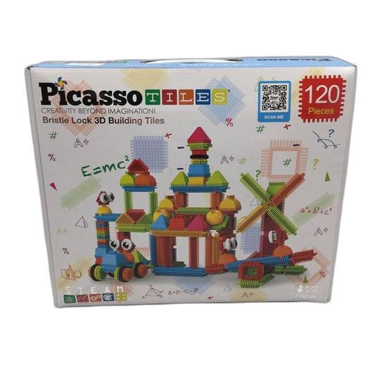 Picasso Tiles Bristle Lock 3D Building Tiles STEM Toy for Kids 120 Pieces