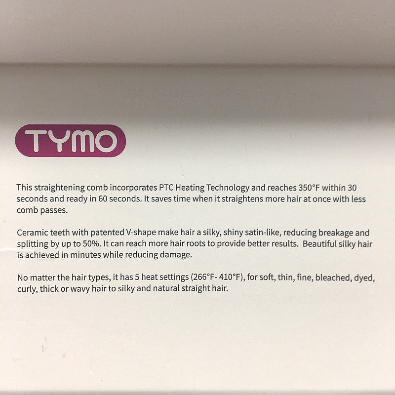 Tymo Ring Hair Straightening Comb PTC Heating Technology 5 Temp levels NEW