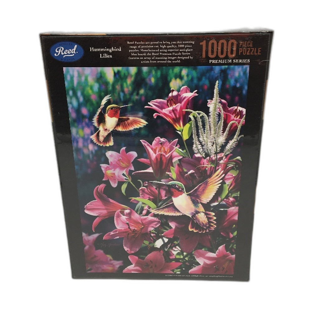 Reed Games 1000 Piece Jigsaw Puzzle Hummingbird Lillies NEW