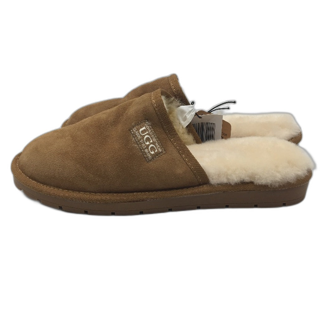 UGG Australian Double Face Sheepskin Chestnut Scuff Slippers Mens Size AU 10 NEW