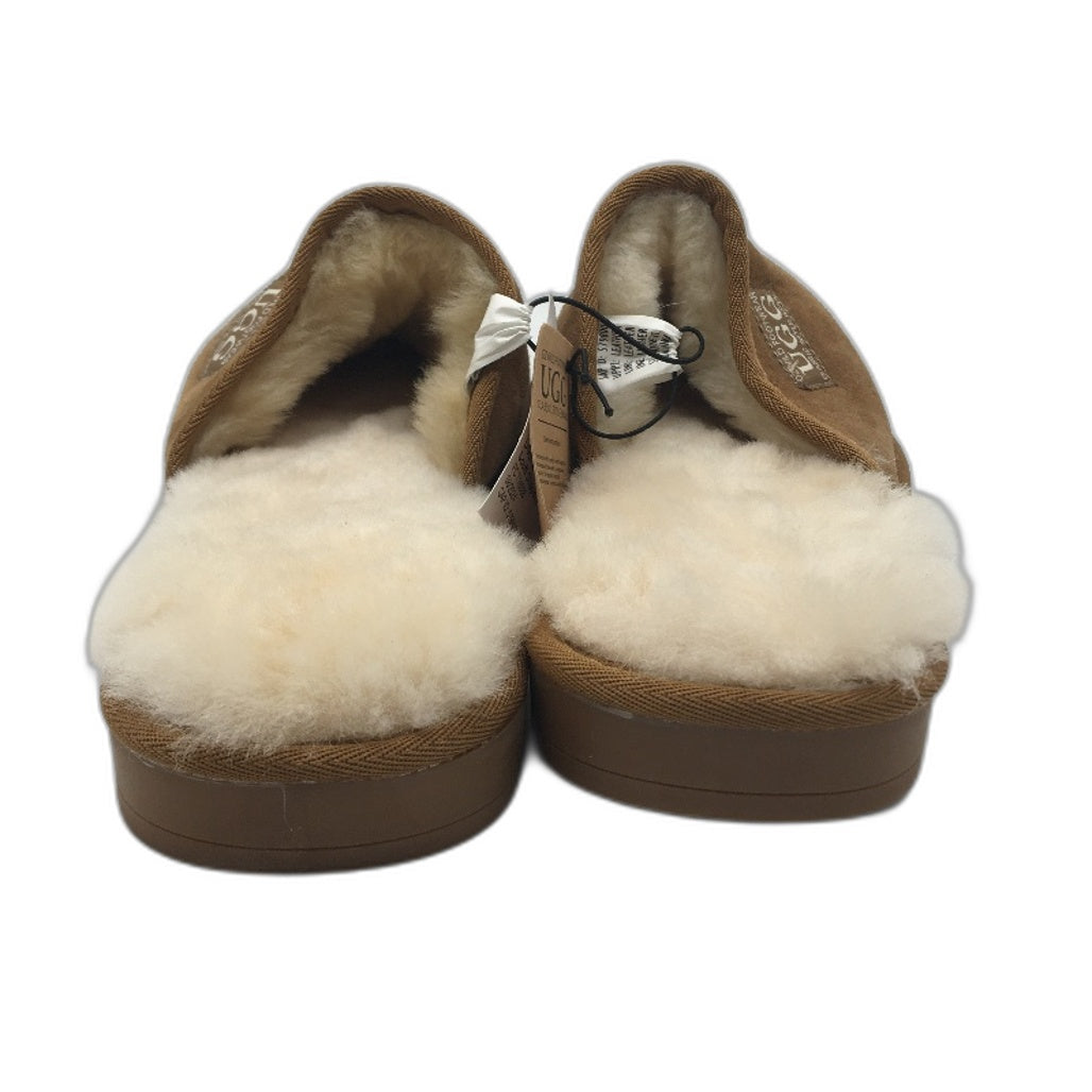 UGG Australian Double Face Sheepskin Chestnut Scuff Slippers Mens Size AU 10 NEW