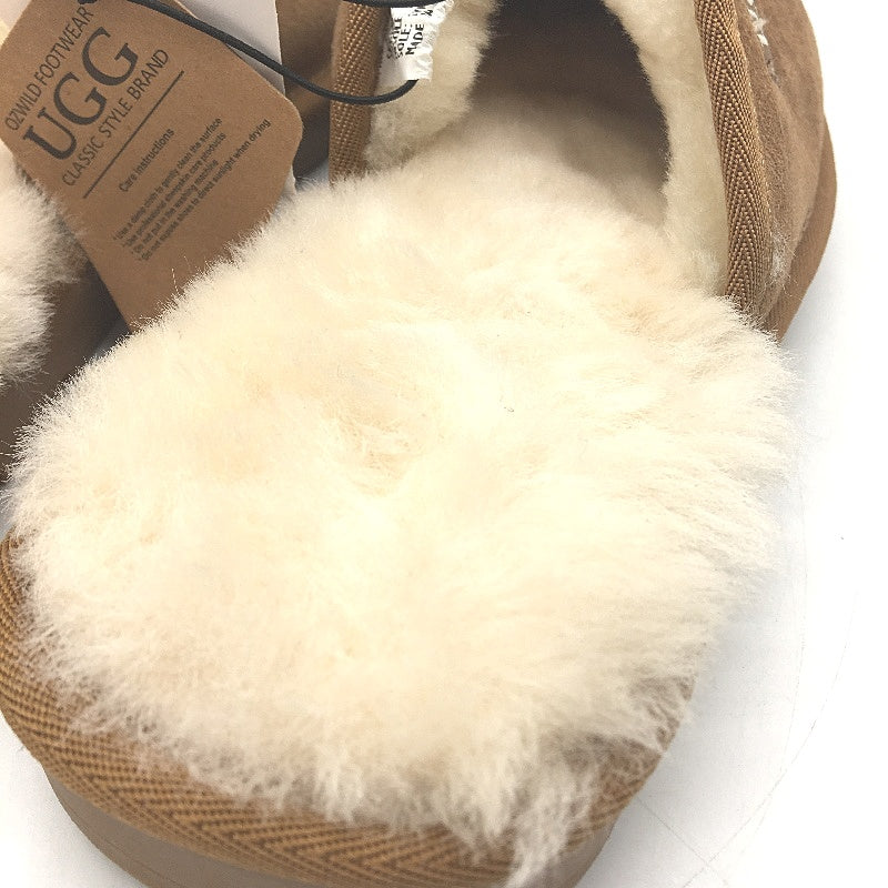 UGG Australian Double Face Sheepskin Chestnut Scuff Slippers Mens Size AU 10 NEW