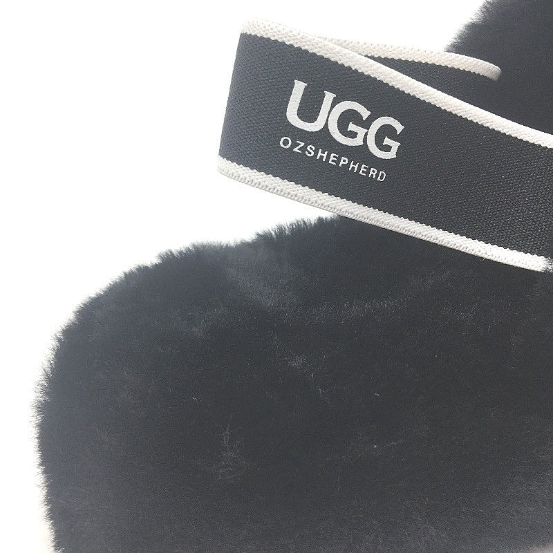 UGG Premium Fluffy Black Sheepskin 'Bella' Slides Ladies Size AU 7 NEW