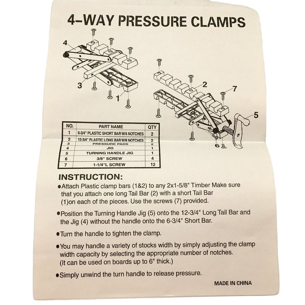 4 Way Pressure Release Corner Clamping System Bracket for Wood Panels NEW