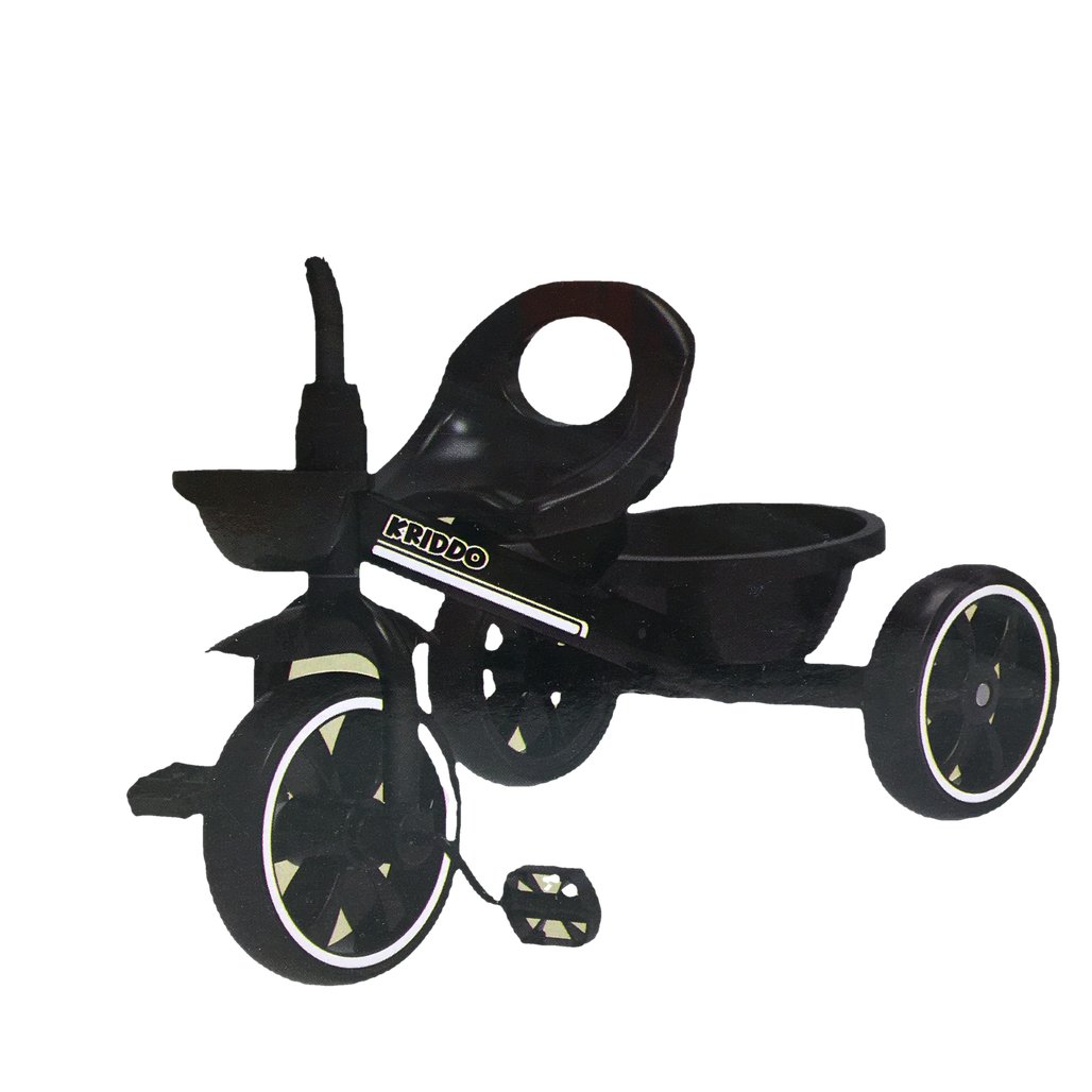 Kriddo TC003 Kids' Black Tricycle with Front & Back Baskets Ages 2-4 Years NEW